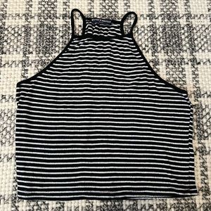 Brandy Melville Black White Striped Halter Top